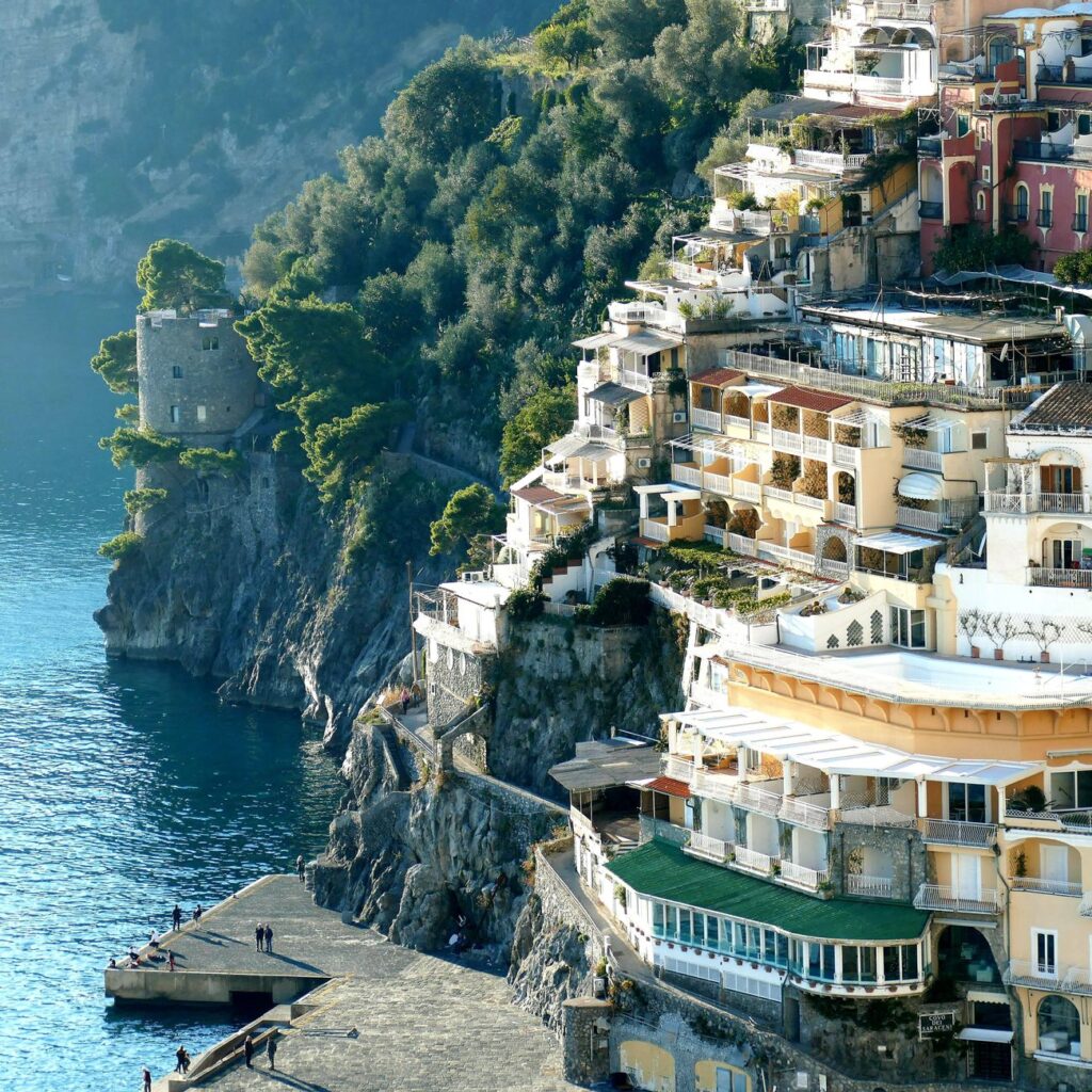 houses on mountainside in a coast